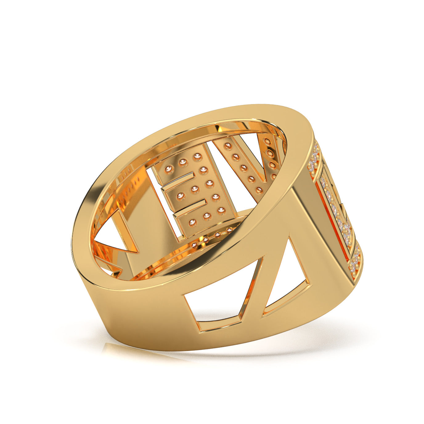 0.50 ct Lab Grown Diamond LOVE Text Wedding Band in 14k Yellow Gold