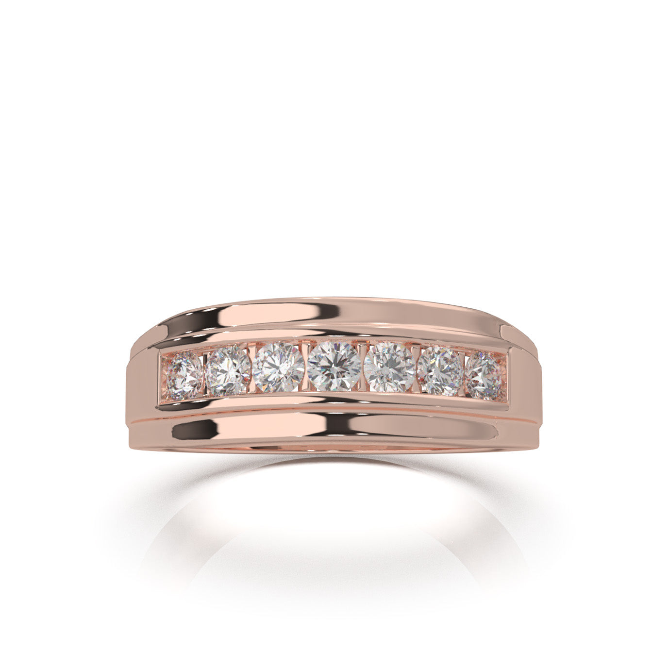0.60 ct Lab Grown Diamond Round Cut Raised Womens Wedding Band in 14k Rose Gold