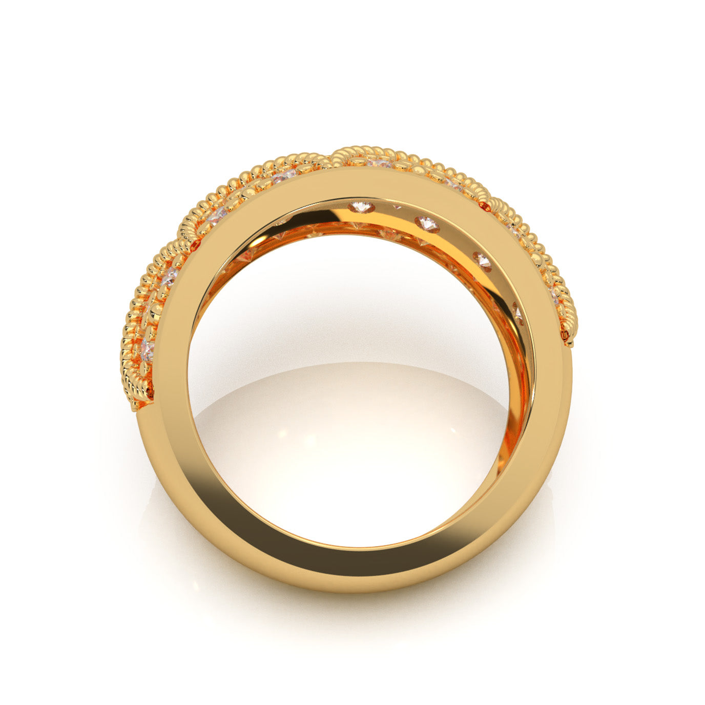 1.60 ct Natural Diamond Round Cut Vintage Pattened Womens Wedding Band in 14k Yellow Gold