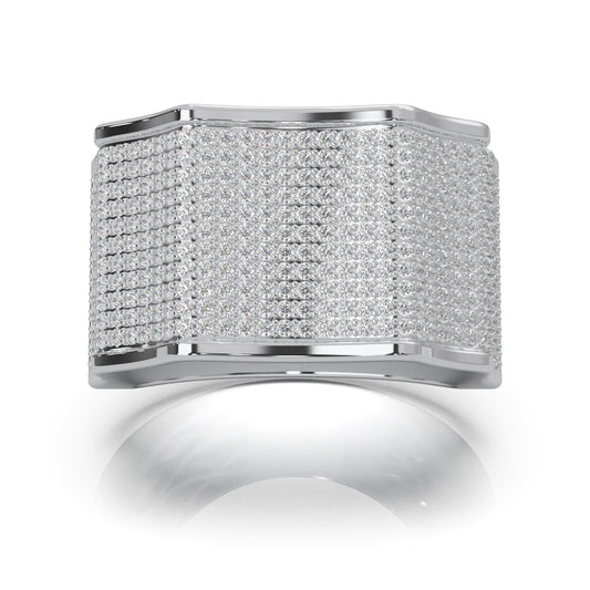 2.10 ct Natural Diamond Round Cut Micropave Mens Band in 14k White Gold