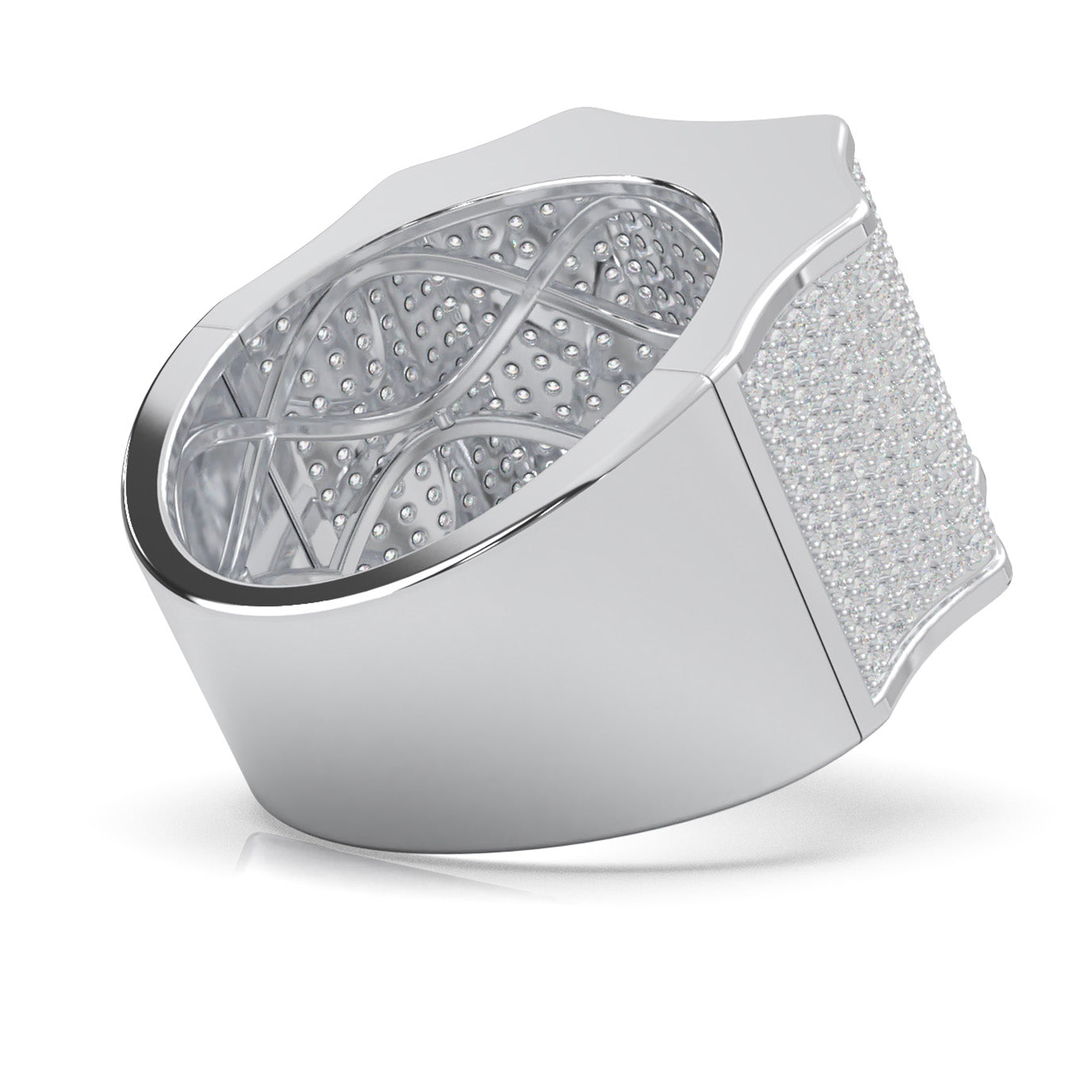 2.10 ct Natural Diamond Round Cut Micropave Mens Band in 14k White Gold