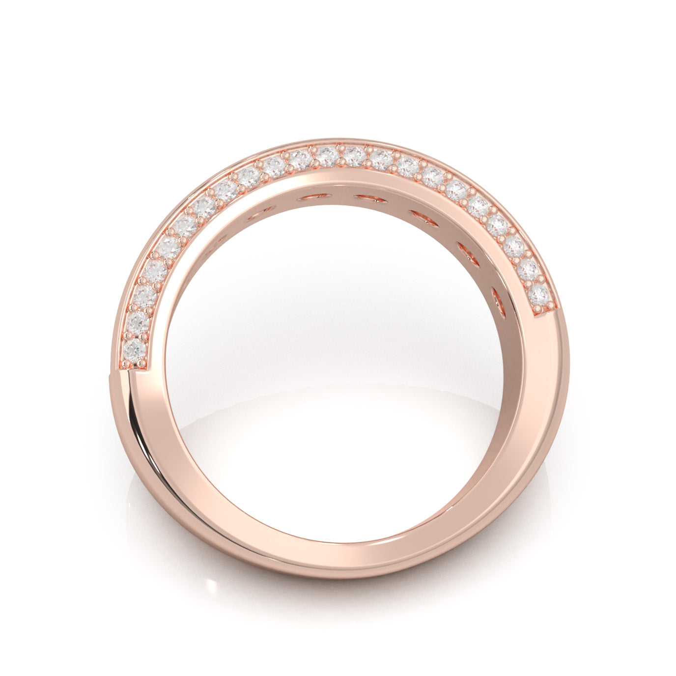 2.30 ct Natural Diamond Round Cut MultiRow Womens Engagement Ring in 14k Rose Gold