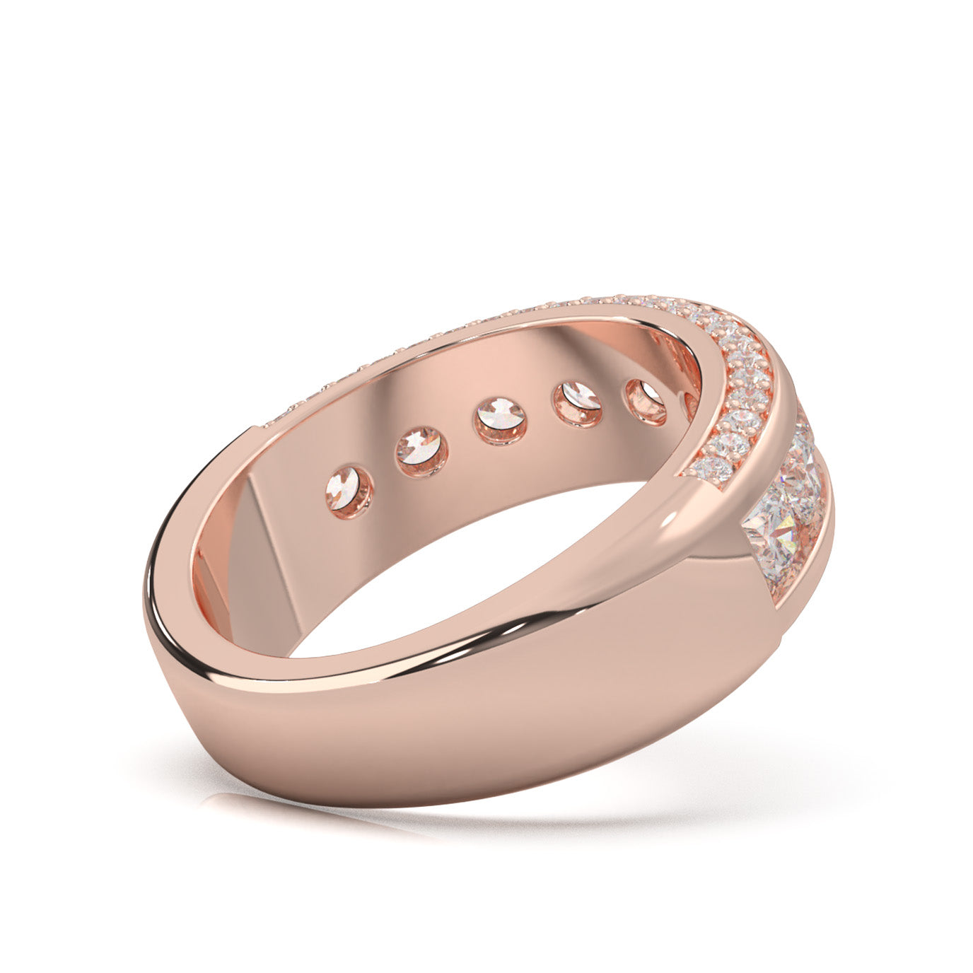2.30 ct Natural Diamond Round Cut MultiRow Womens Engagement Ring in 10k Rose Gold