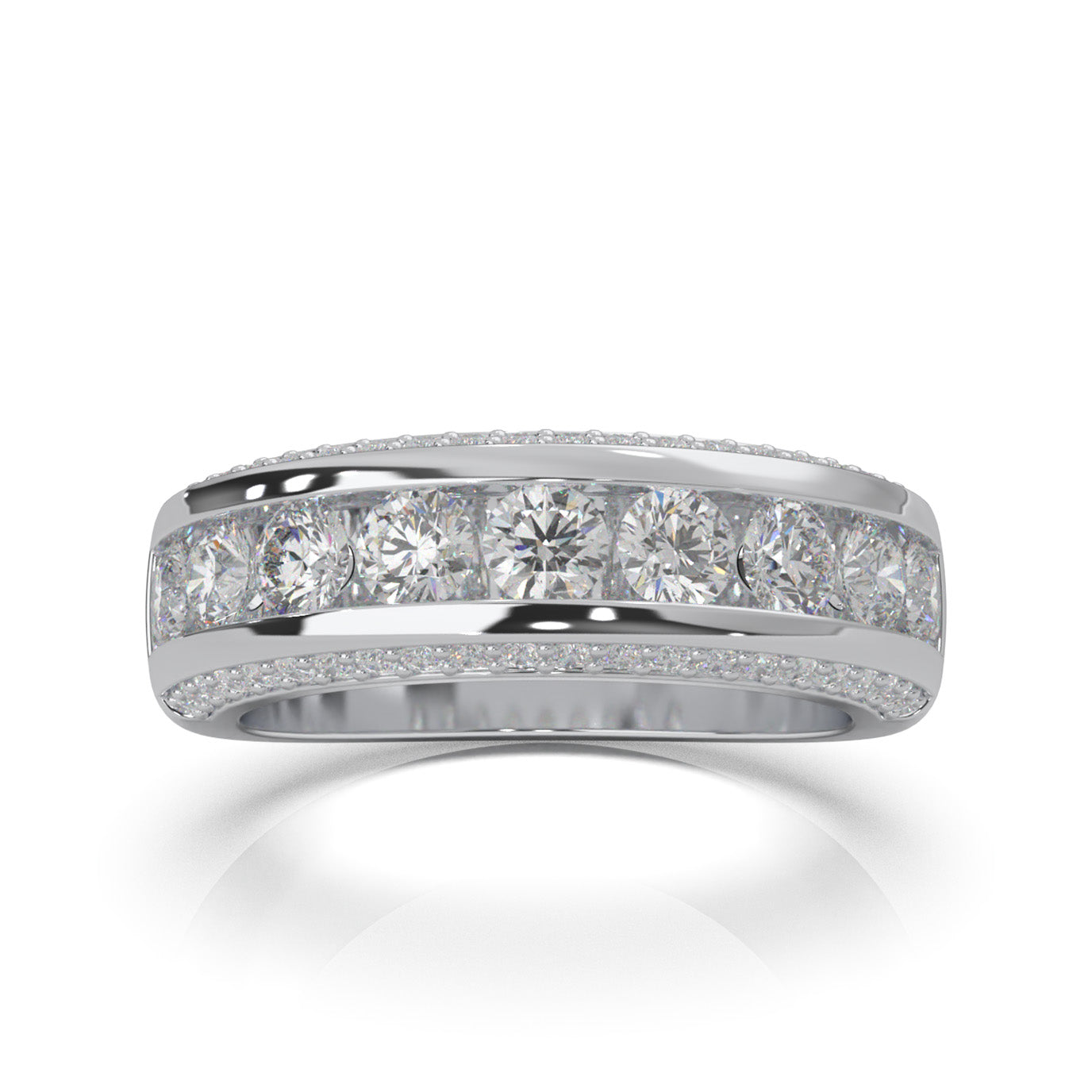 2.30 ct Natural Diamond Round Cut MultiRow Womens Engagement Ring in 10k White Gold