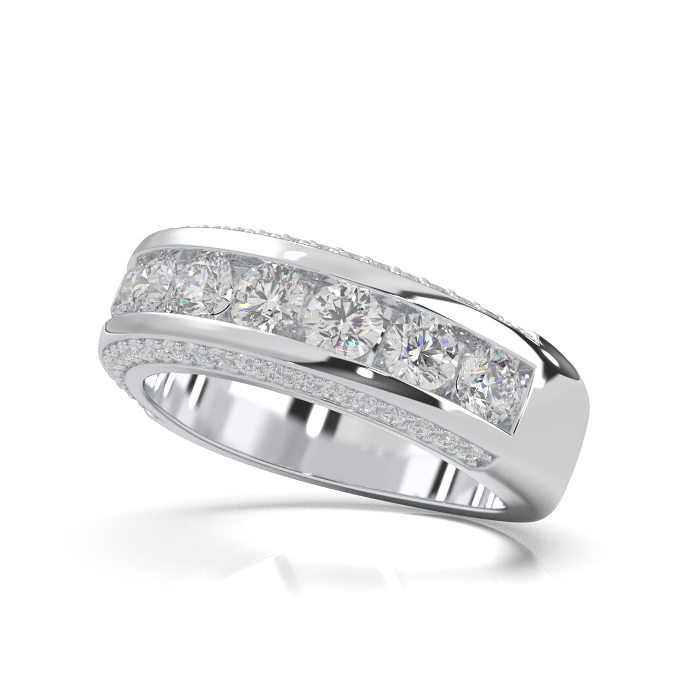 2.30 ct Natural Diamond Round Cut MultiRow Womens Engagement Ring in 10k White Gold