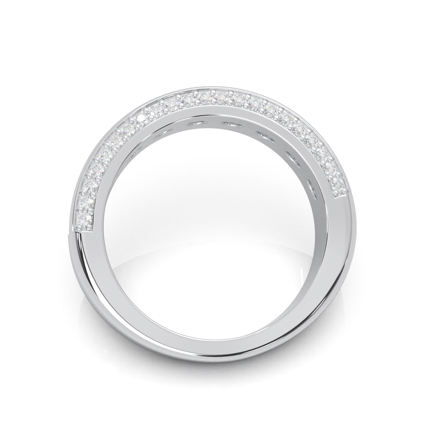 2.30 ct Natural Diamond Round Cut MultiRow Womens Engagement Ring in 10k White Gold