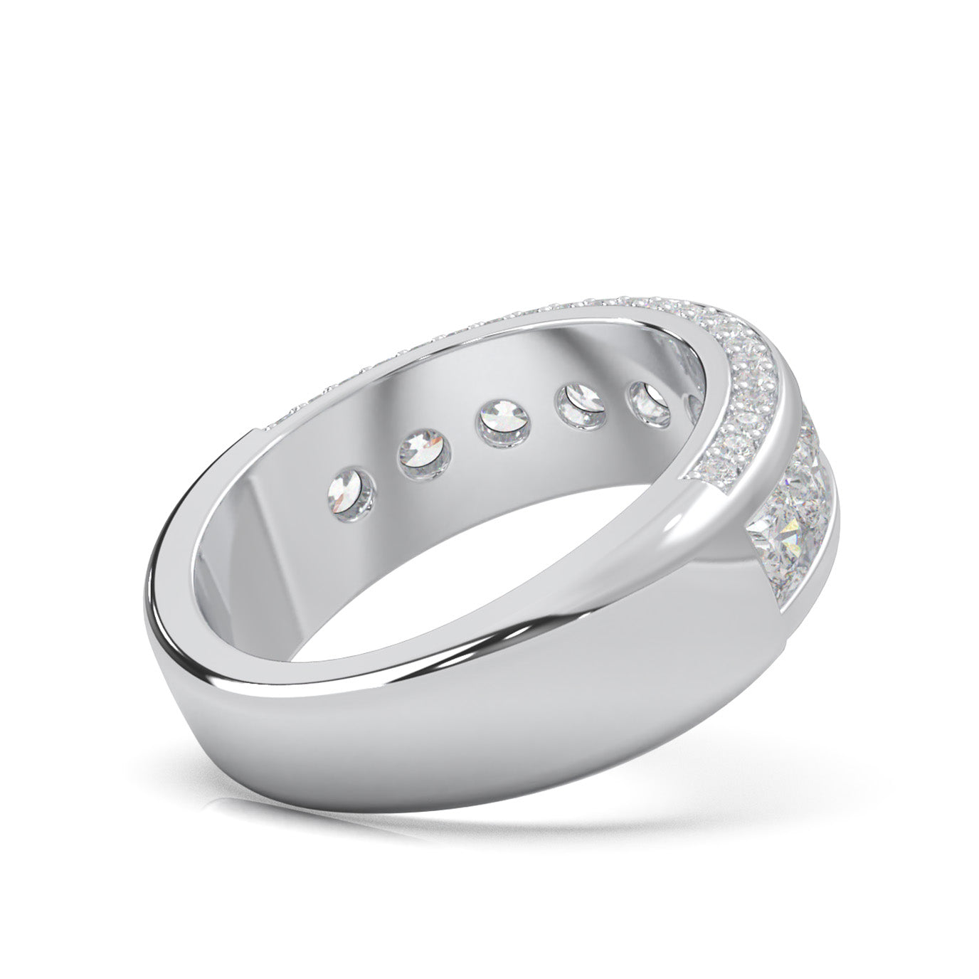2.30 ct Natural Diamond Round Cut MultiRow Womens Engagement Ring in 14k White Gold