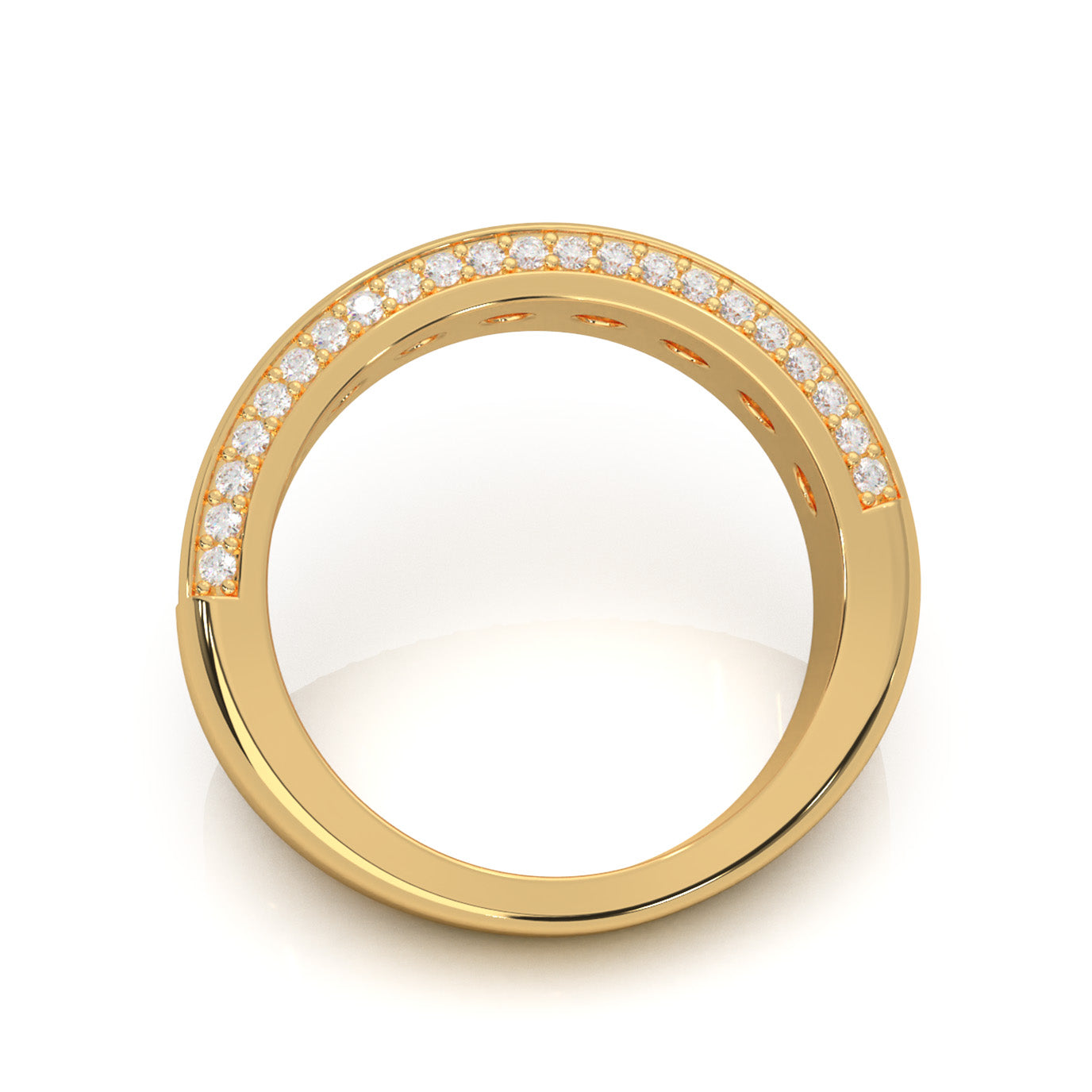 2.30 ct Natural Diamond Round Cut MultiRow Womens Engagement Ring in 10k Yellow Gold