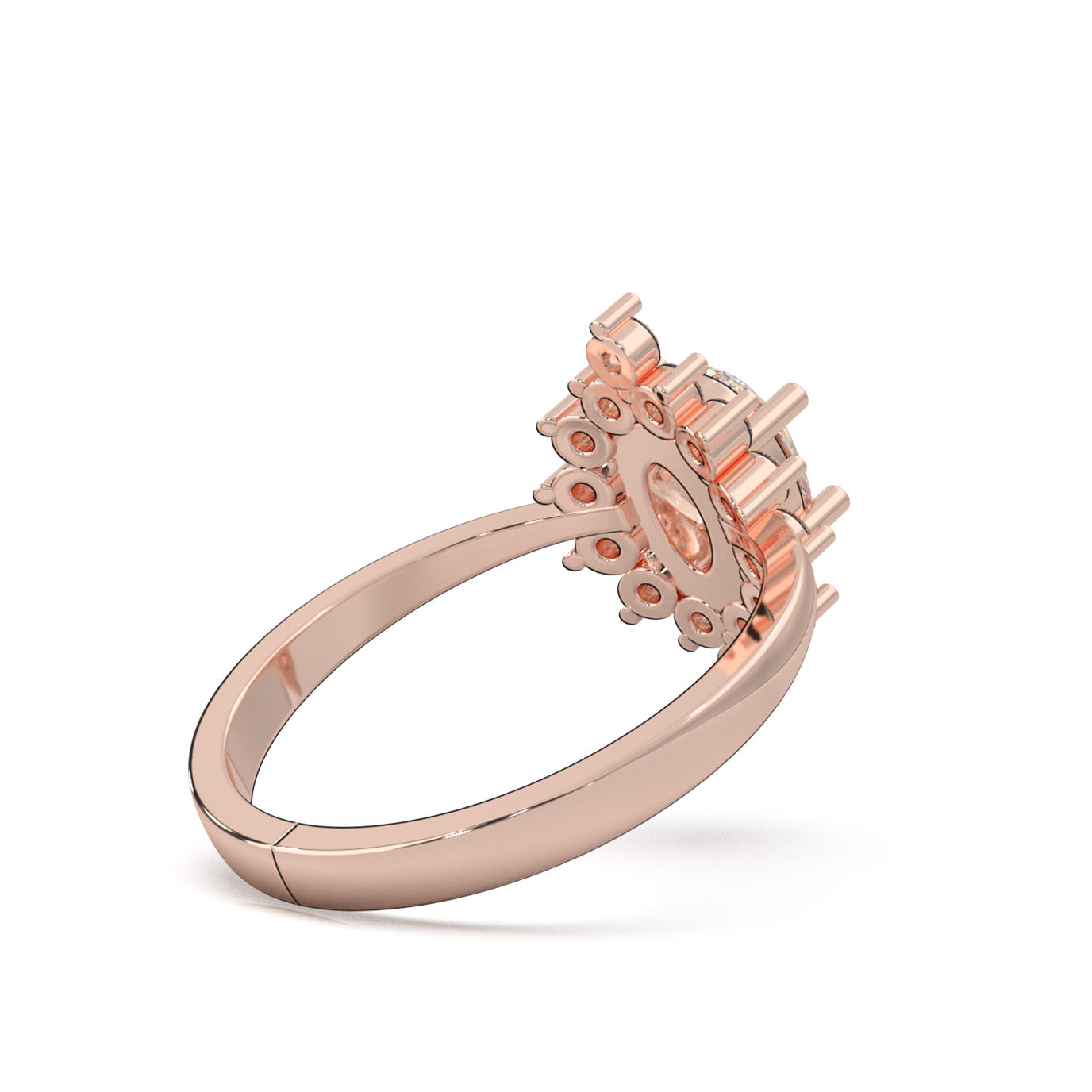 1.00 ct Moissanite Marquise Center Halo Engagement Ring in 10k Rose Gold