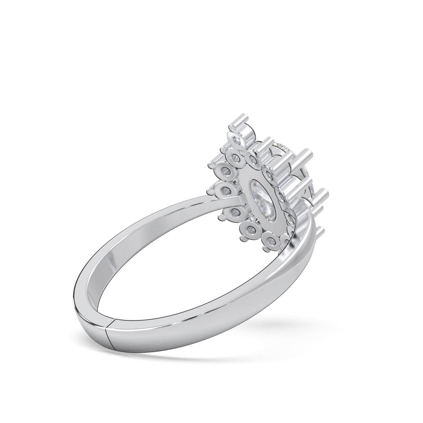 1.00 ct Moissanite Marquise Center Halo Engagement Ring in 14k White Gold
