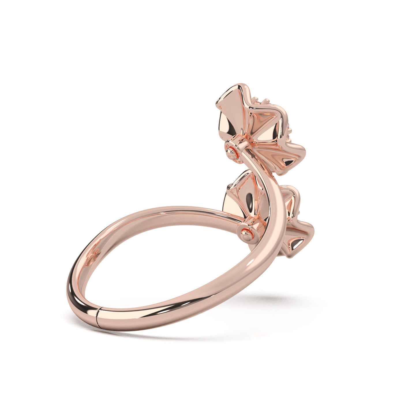 0.20 ct Moissanite Round Cut Bypass Flower Promise Ring in 10k Rose Gold