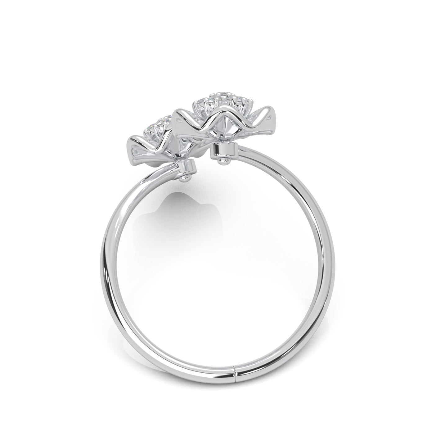 0.20 ct Lab Grown Diamond Round Cut Bypass Flower Promise Ring in 14k White Gold