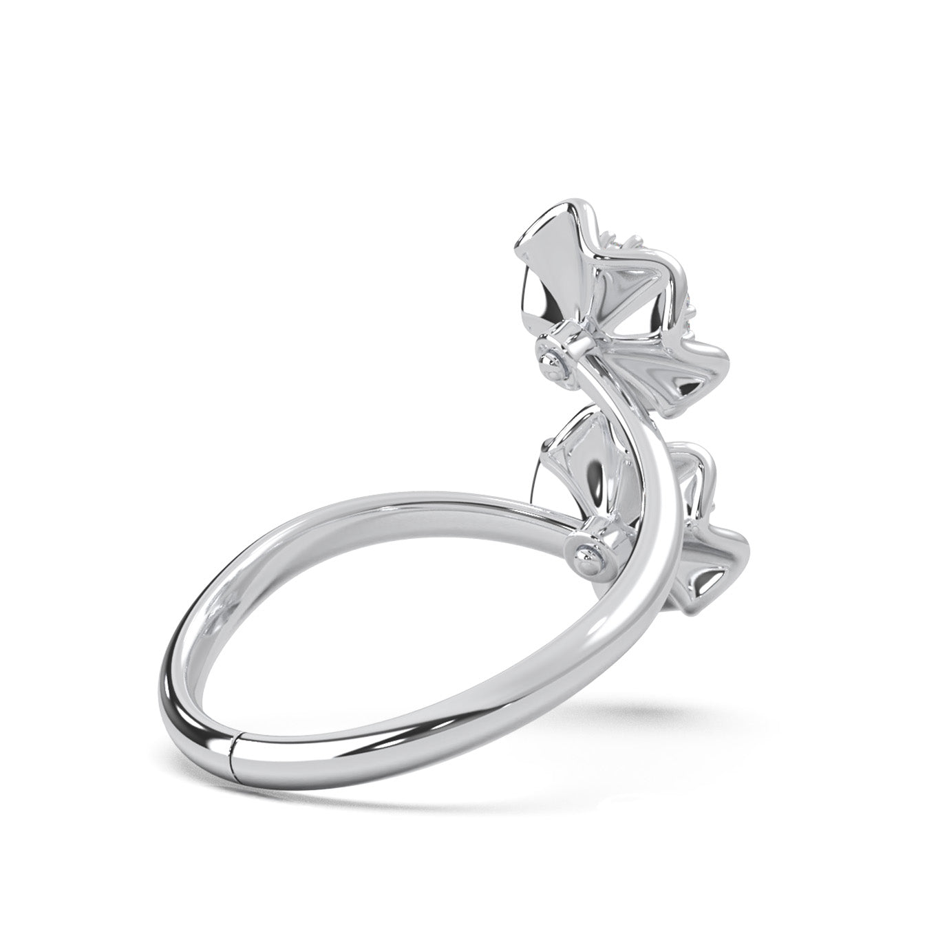 0.20 ct Moissanite Round Cut Bypass Flower Promise Ring in 10k White Gold