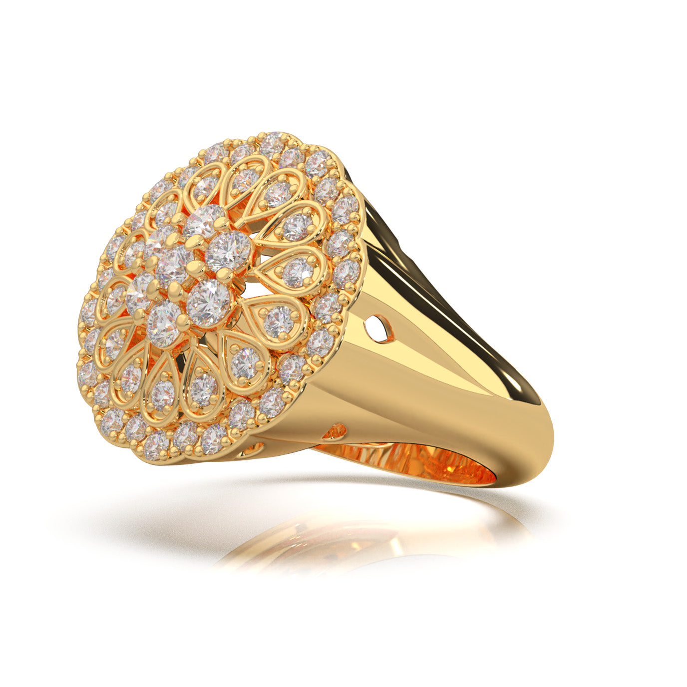 1.30 ct Lab Grown Diamond Round Cluster Cluster Cocktail Ring in 14k Yellow Gold