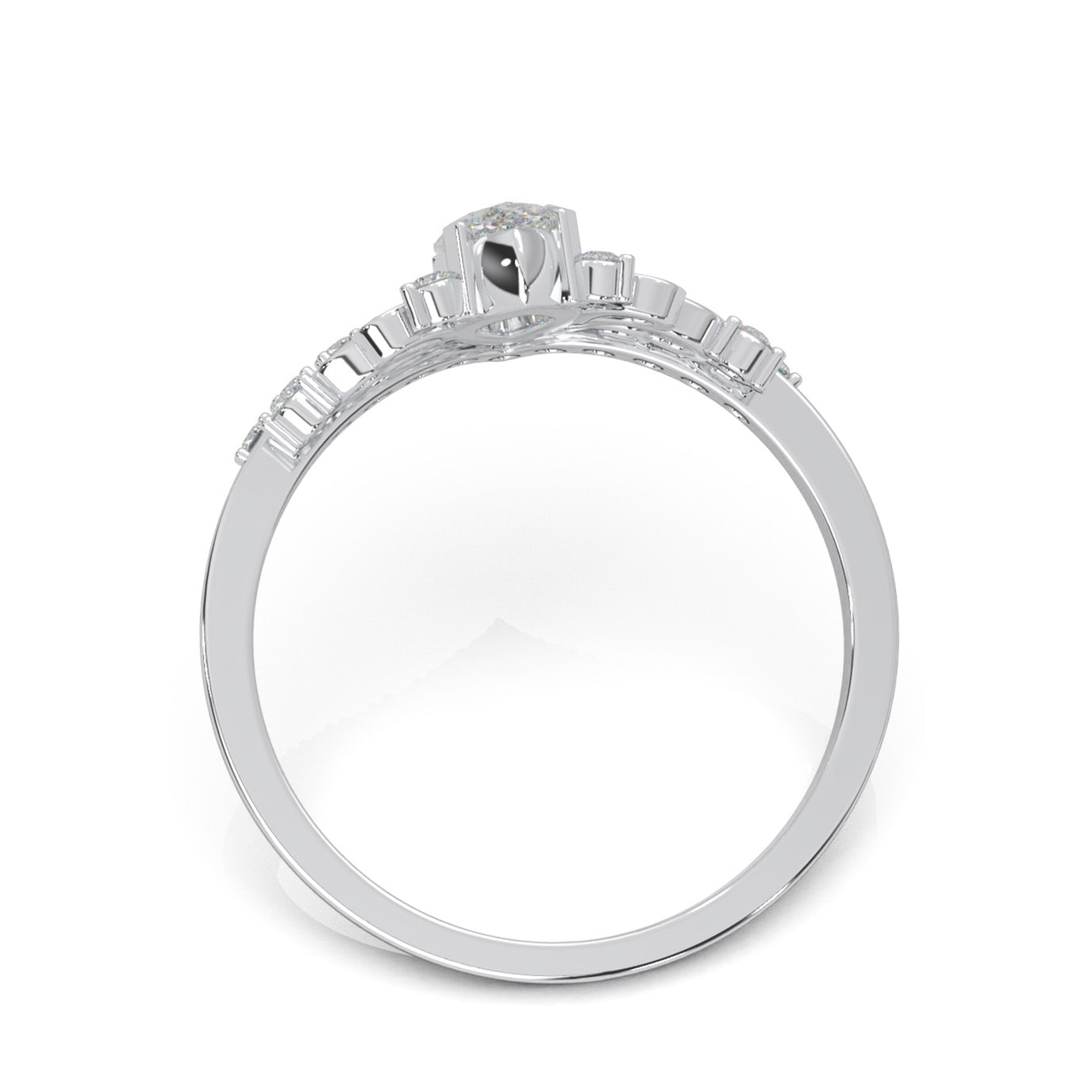 0.60 ct Moissanite Marquise Cut Fancy Promise Ring in 14k White Gold