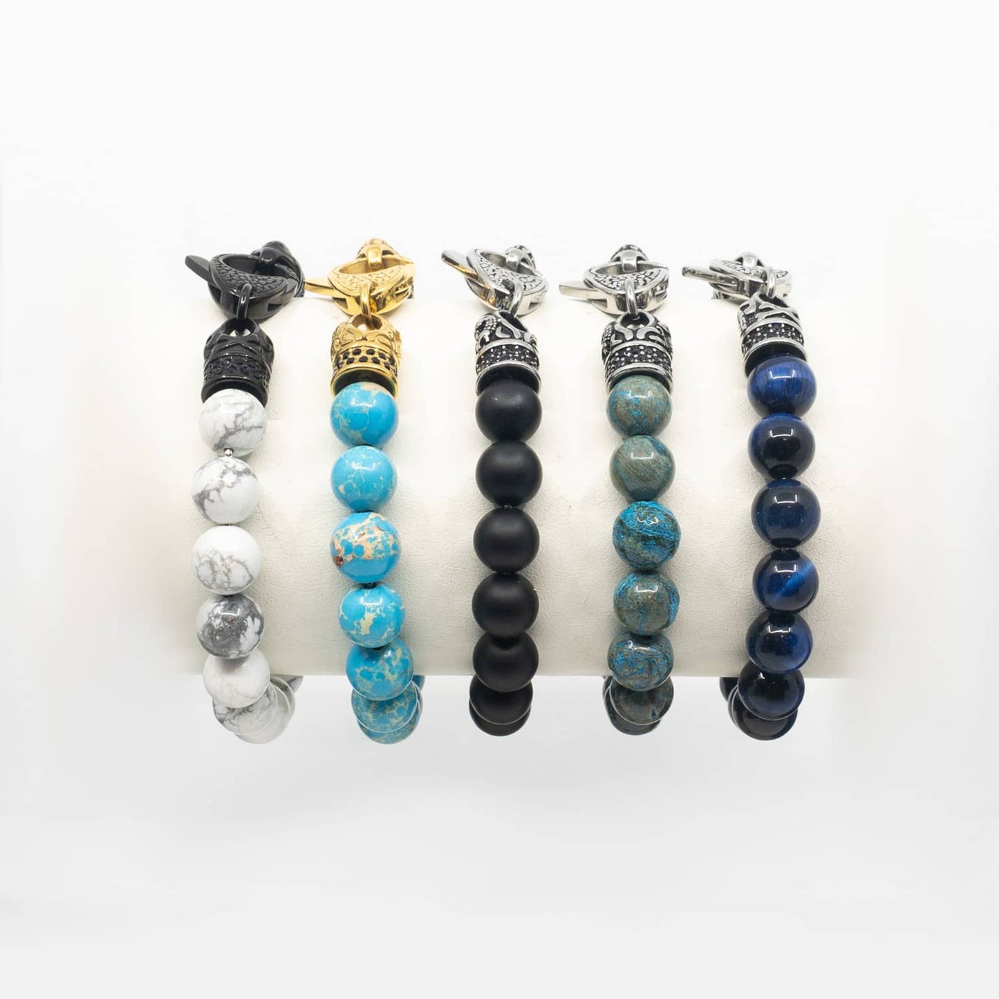Gem Stone Beaded Bracelet with Stainless Steel Clasp