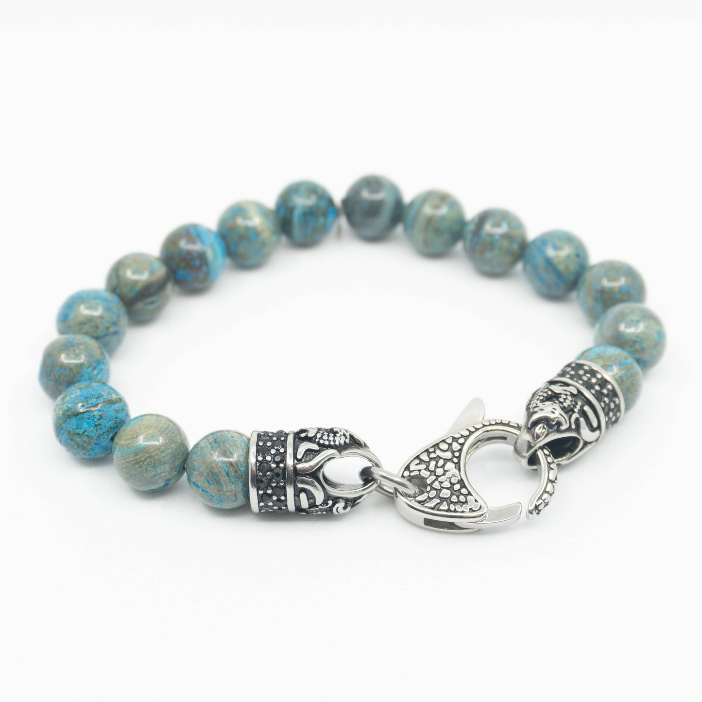 Gem Stone Beaded Bracelet with Stainless Steel Clasp