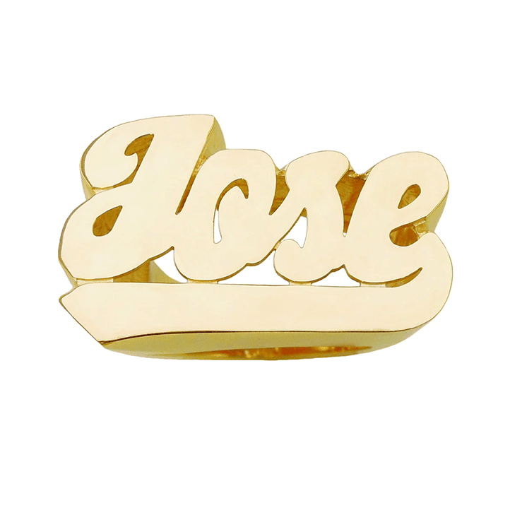 Custom 14k Gold Large Script Name Ring