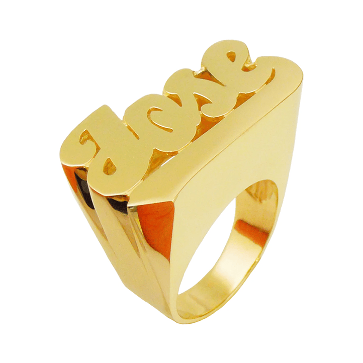 Custom 14k Gold Large Script Name Ring