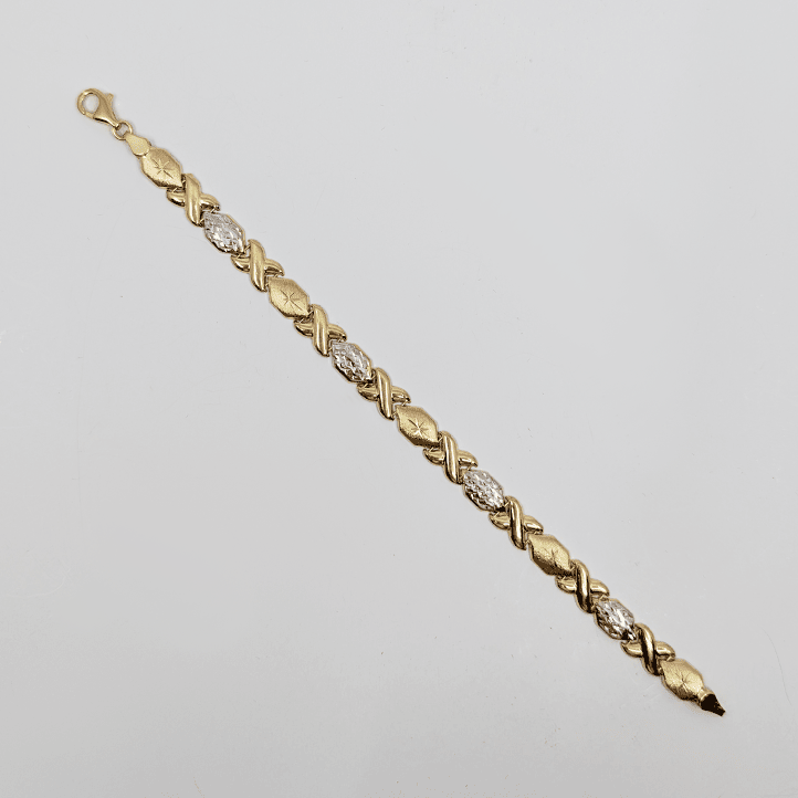 10k Gold Two-Tone Hugs and Kisses Bracelet