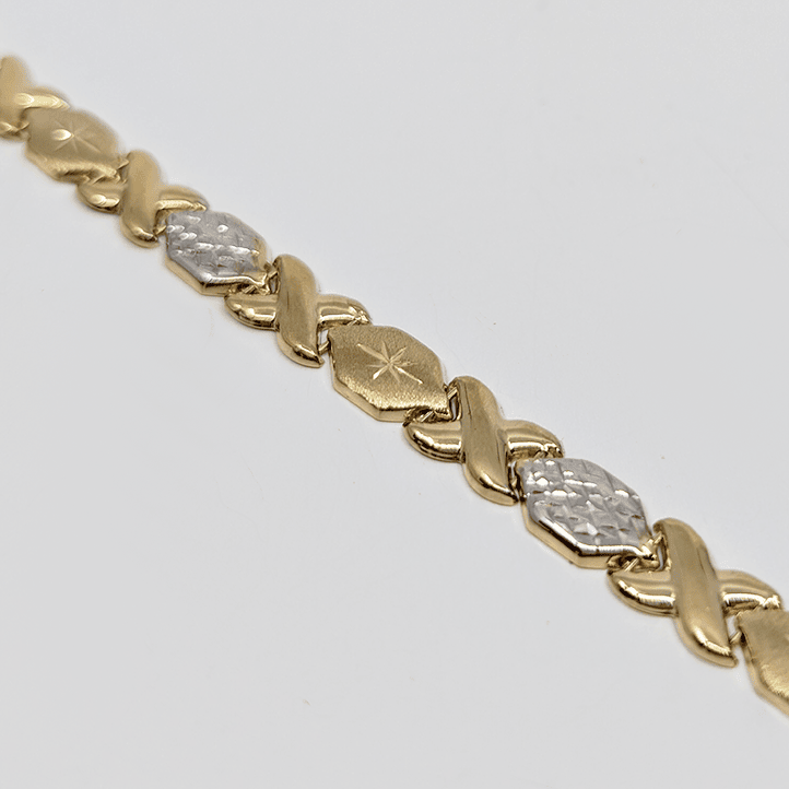 10k Gold Two-Tone Hugs and Kisses Bracelet