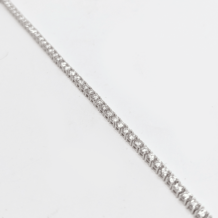 Sterling Silver 3mm Bracelet with Brilliant Cut Moissanite