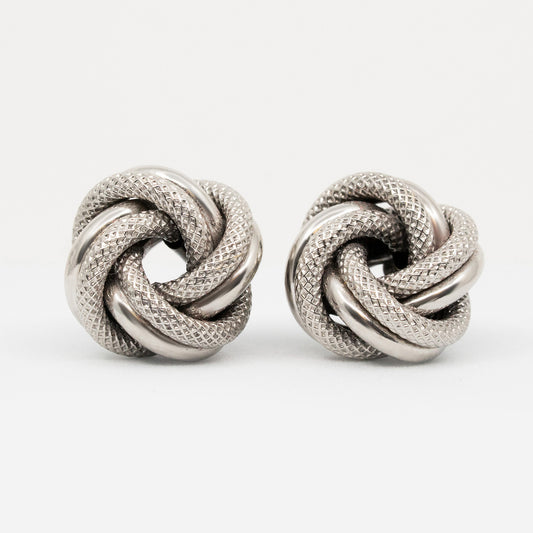 14k White Gold Twist Stud Earrings