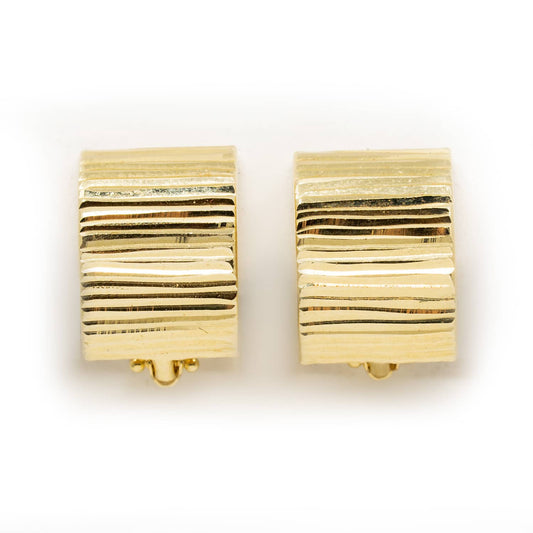14k Yellow Gold 11mm Plug Earrings with Horizontal Texture