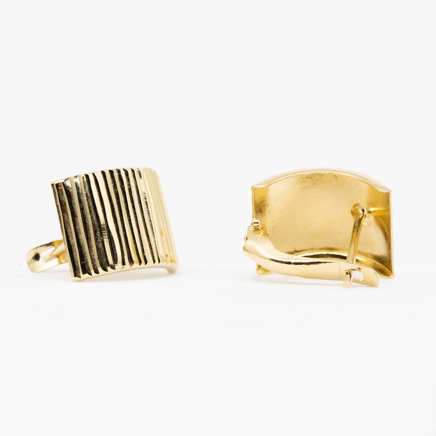 14k Yellow Gold 11mm Plug Earrings with Horizontal Texture