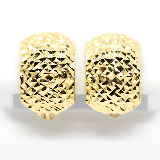 14k Gold 11mm Plug Rounded Earrings with Diamond-Cut Texture