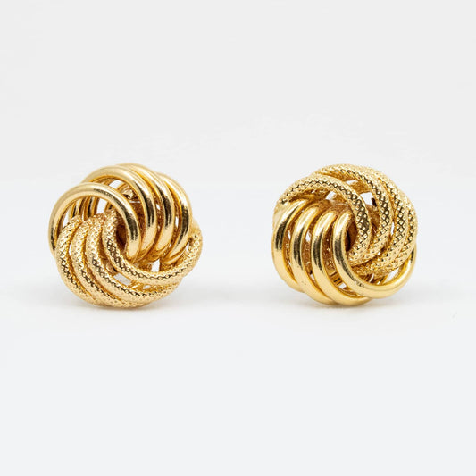 14k Yellow Gold Twist Stud Earrings