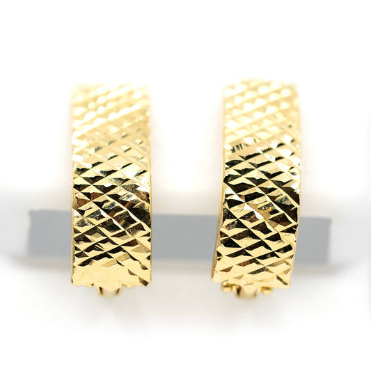 14k Gold 7mm Wide Plug Earrings with Diamond-Cut Texture