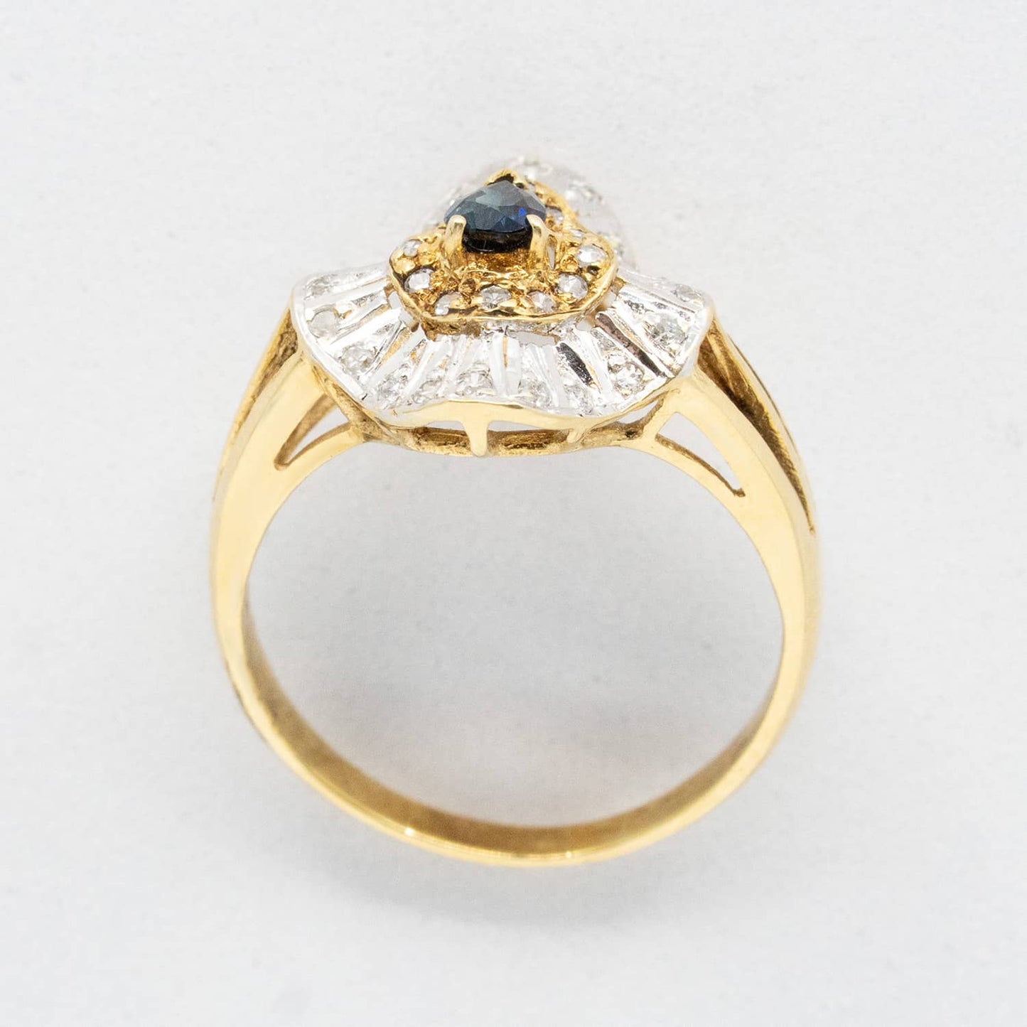 Vintage 14k Dual-Tone Gold Sapphire & Diamond Organic Ring