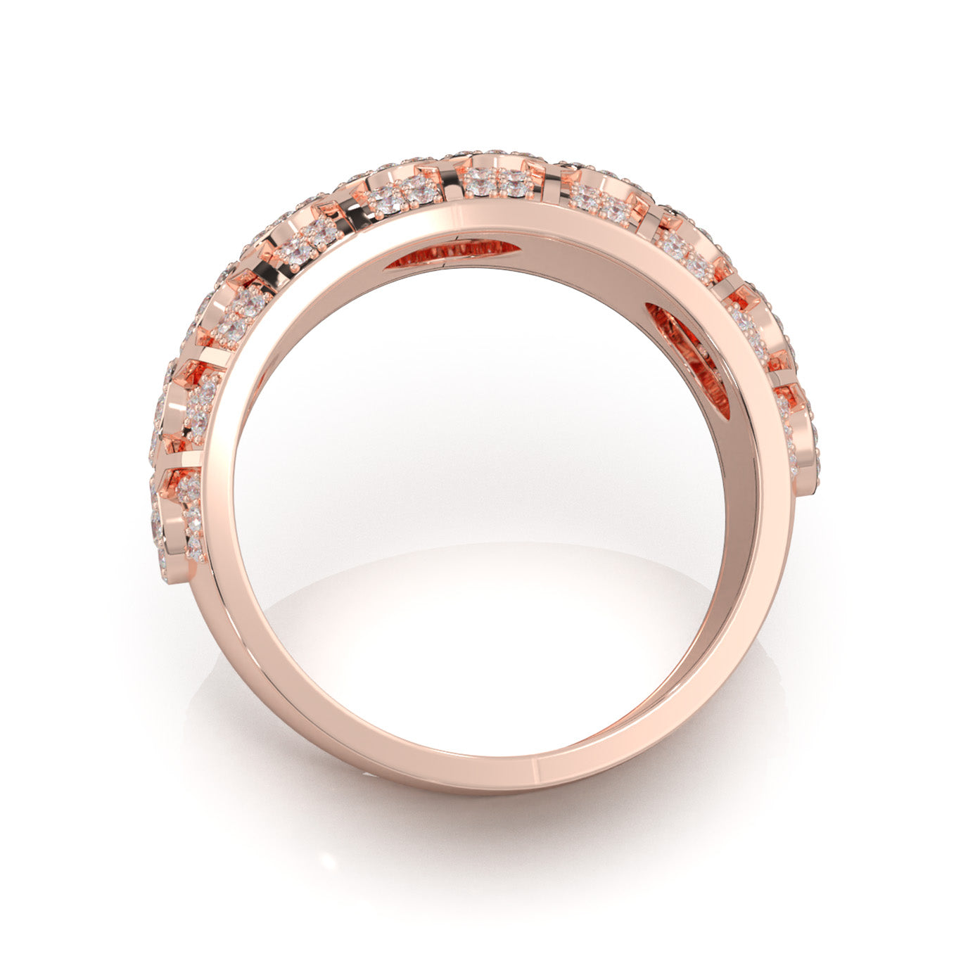 1.20 ct Moissanite Round Cut Cluster Hip Hop Mens Wedding Band in 14k Rose Gold