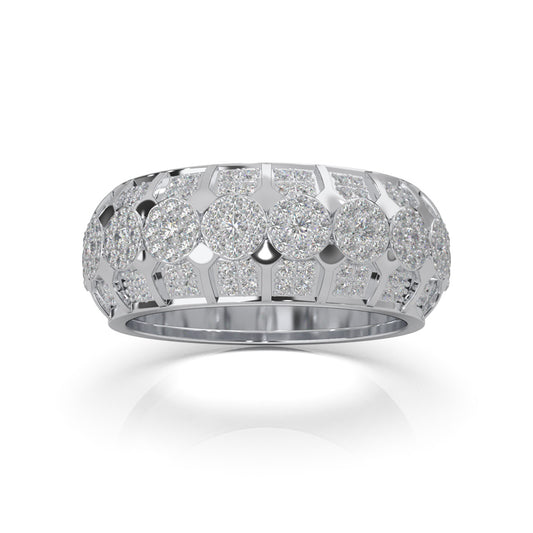 1.20 ct Lab Grown Diamond Round Cut Cluster Hip Hop Mens Wedding Band in 14k White Gold