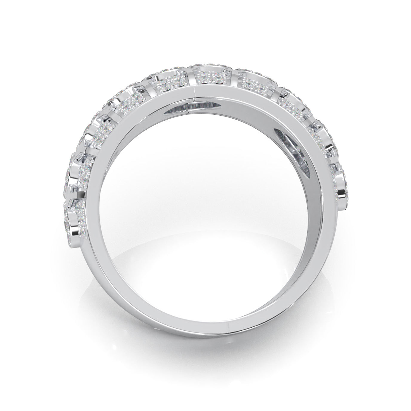 1.20 ct Natural Diamond Round Cut Cluster Hip Hop Mens Wedding Band in 14k White Gold