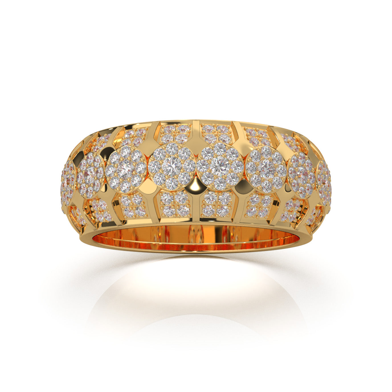 1.20 ct Natural Diamond Round Cut Cluster Hip Hop Mens Wedding Band in 10k Yellow Gold