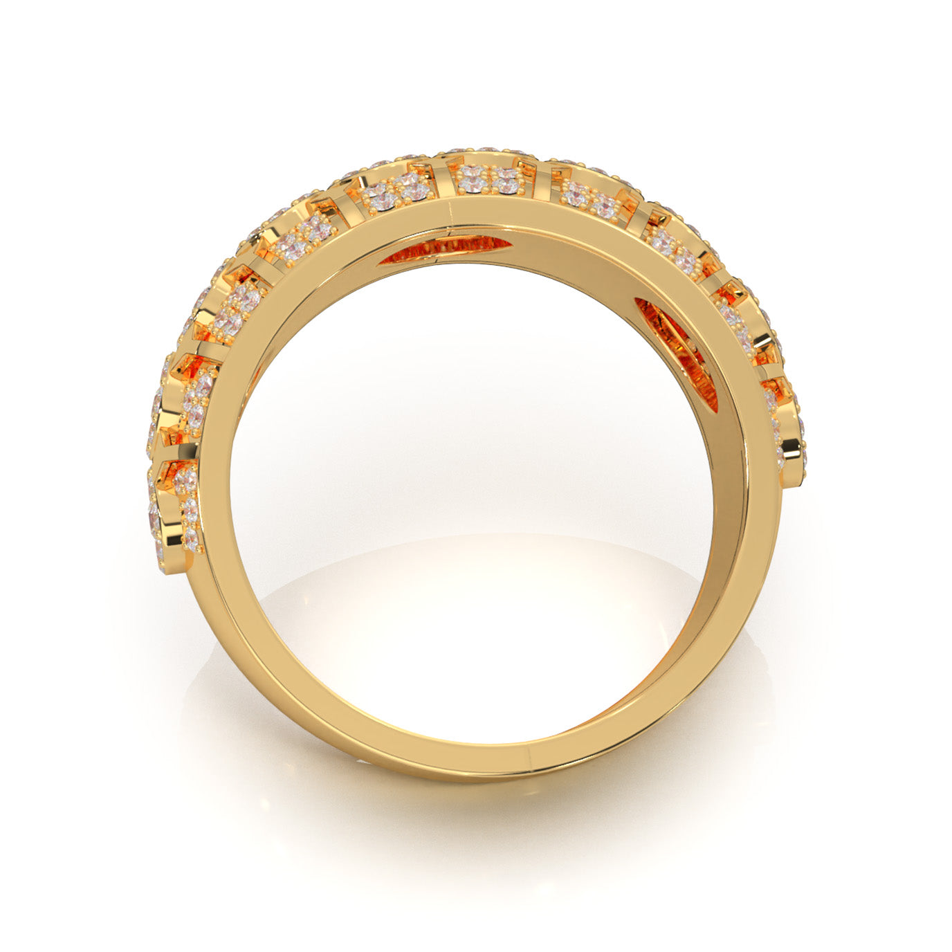 1.20 ct Natural Diamond Round Cut Cluster Hip Hop Mens Wedding Band in 10k Yellow Gold