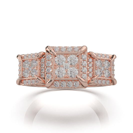 1.20 ct Natural Diamond Princess Effect Mens Statement Mens Ring in 10k Rose Gold