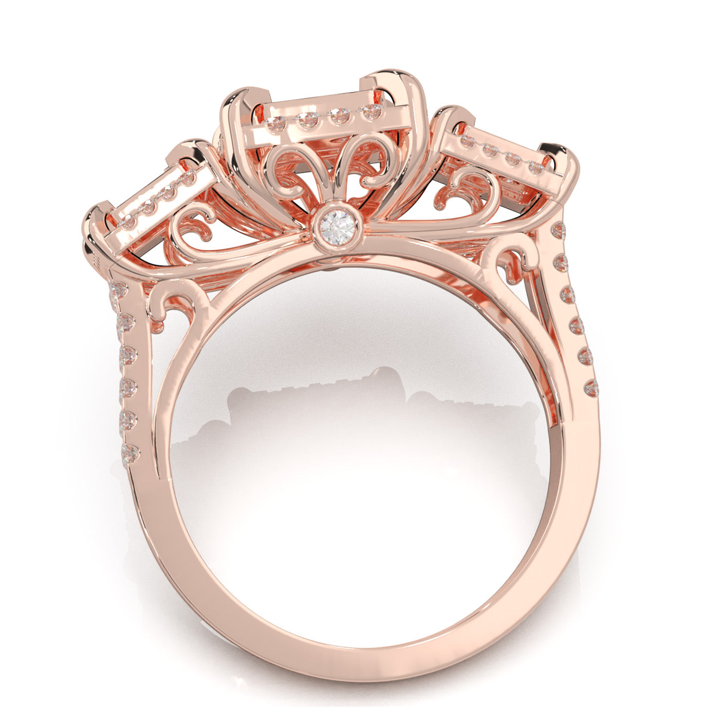 1.20 ct Lab Grown Diamond Princess Effect Mens Statement Mens Ring in 14k Rose Gold
