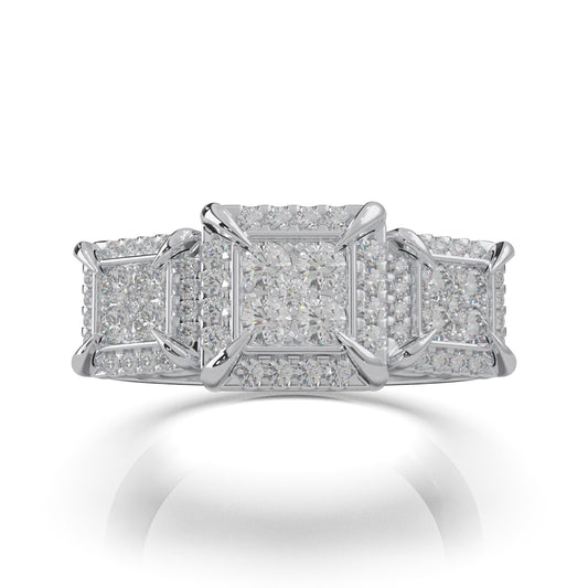 1.20 ct Lab Grown Diamond Princess Effect Mens Statement Mens Ring in 14k White Gold