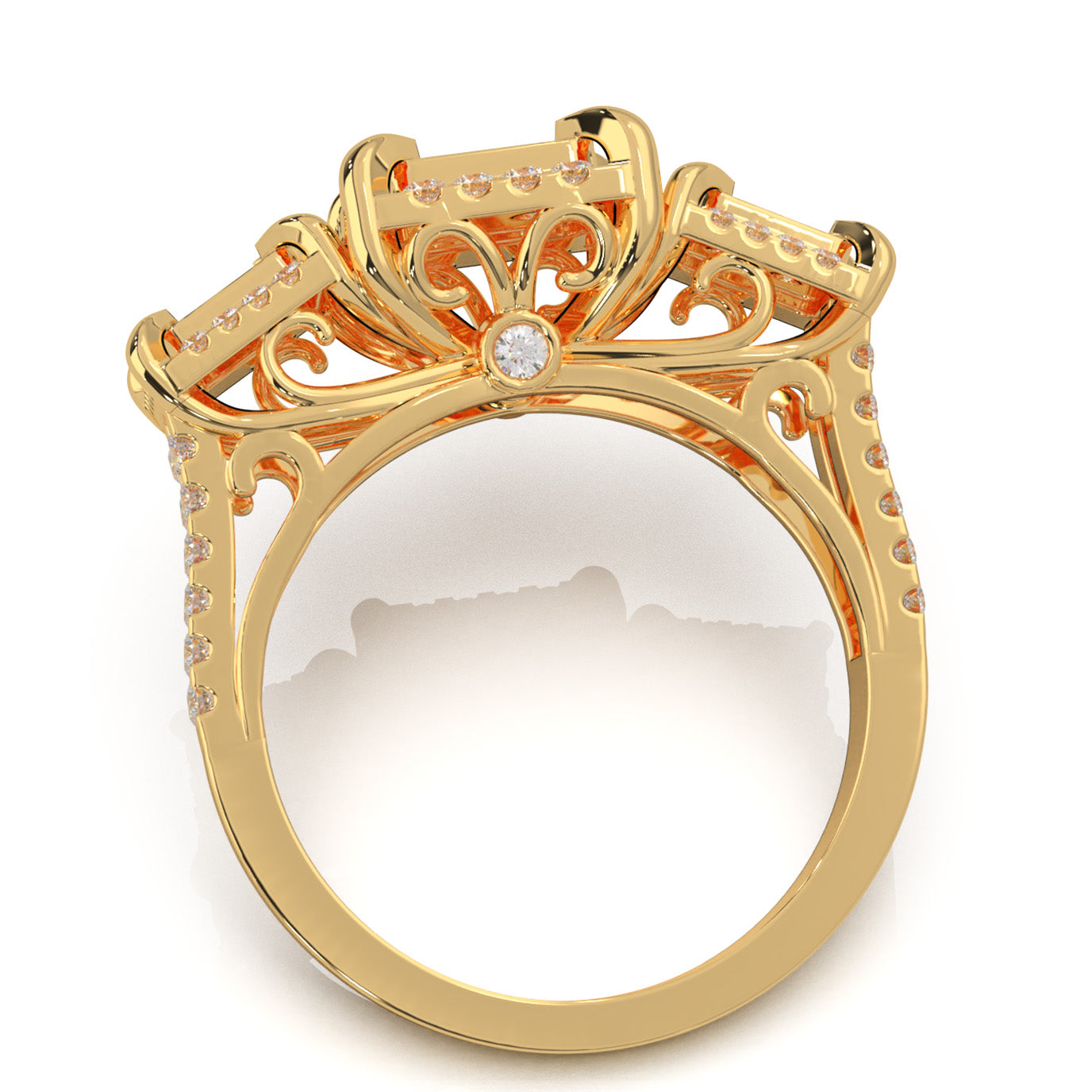 1.20 ct Lab Grown Diamond Princess Effect Mens Statement Mens Ring in 14k Yellow Gold