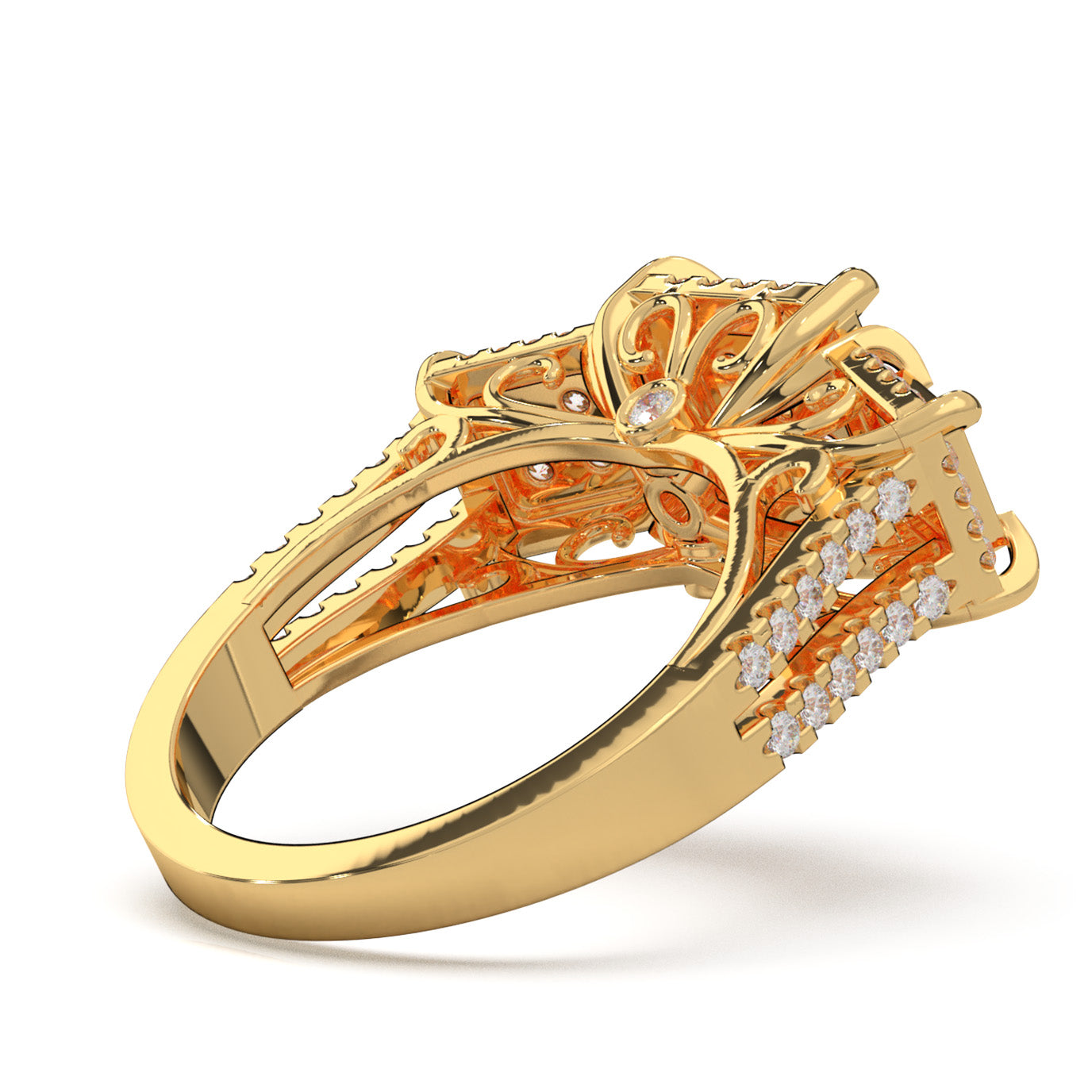 1.20 ct Lab Grown Diamond Princess Effect Mens Statement Mens Ring in 14k Yellow Gold