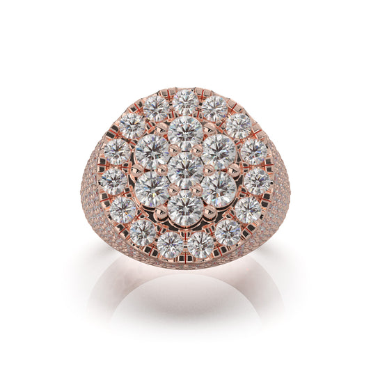 6.40 ct Moissanite Round Cut Pinky Cake Mens Ring in 14k Rose Gold