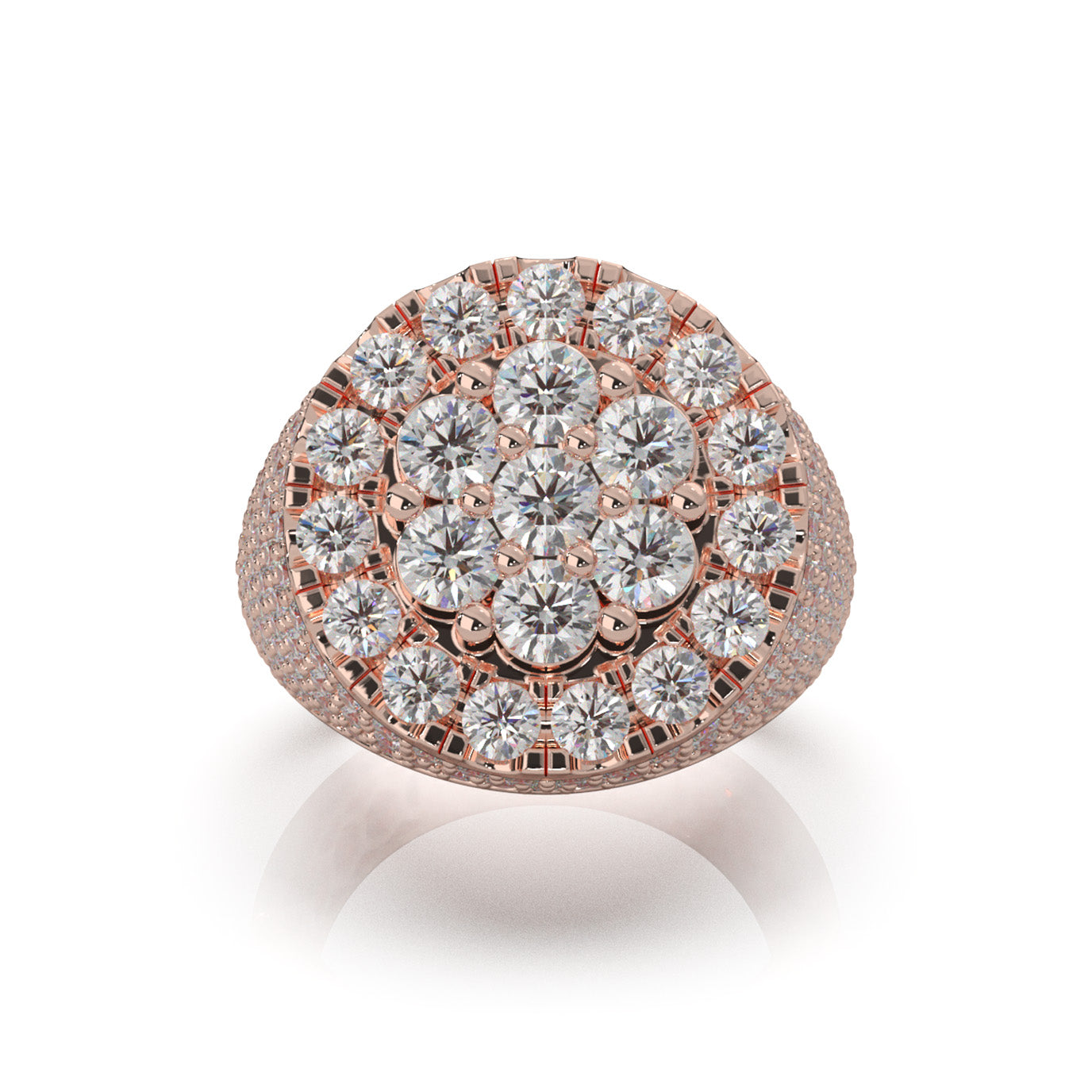 6.40 ct Moissanite Round Cut Pinky Cake Mens Ring in 14k Rose Gold