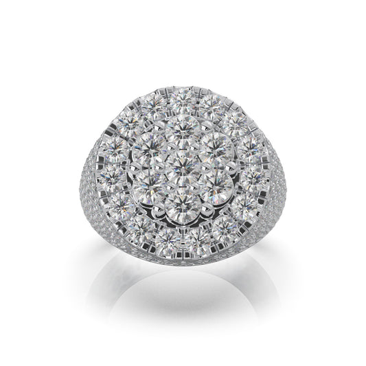 6.40 ct Lab Grown Diamond Round Cut Pinky Cake Mens Ring in 14k White Gold