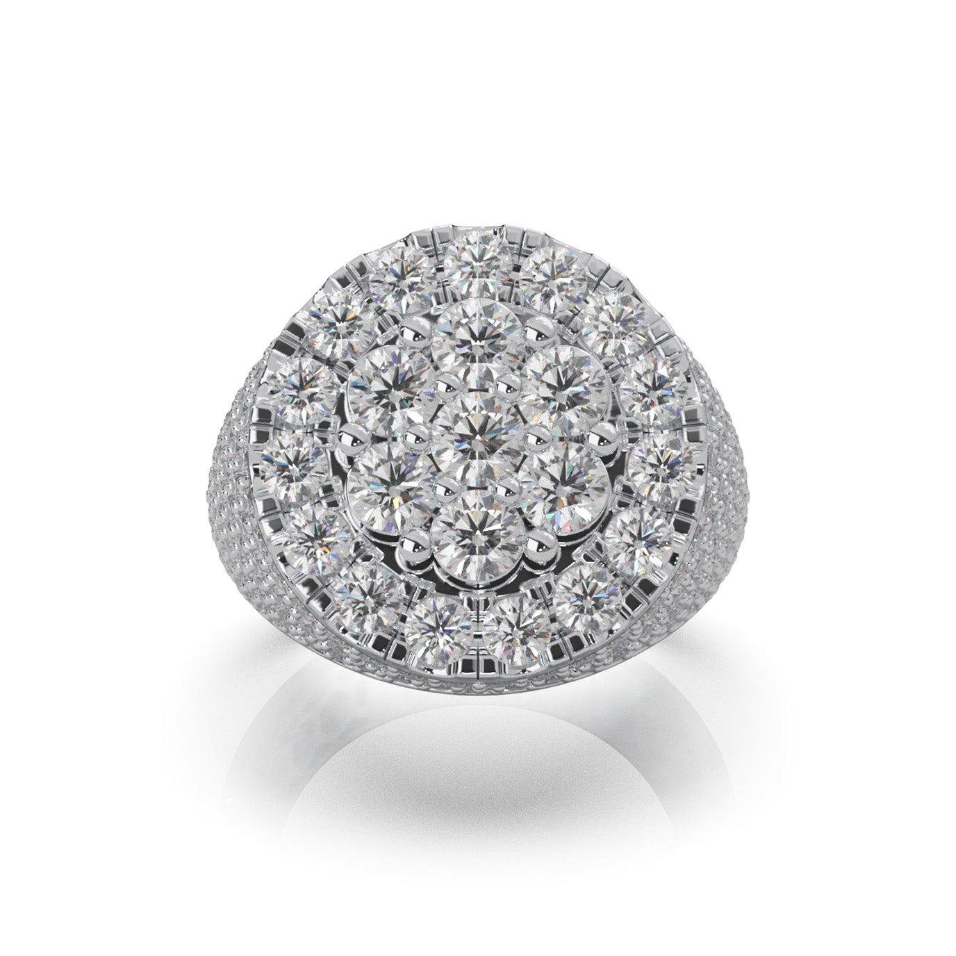 6.40 ct Natural Diamond Round Cut Pinky Cake Mens Ring in 14k White Gold