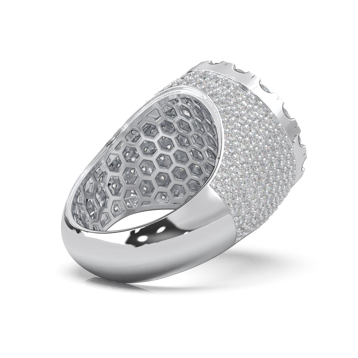 6.40 ct Natural Diamond Round Cut Pinky Cake Mens Ring in 14k White Gold