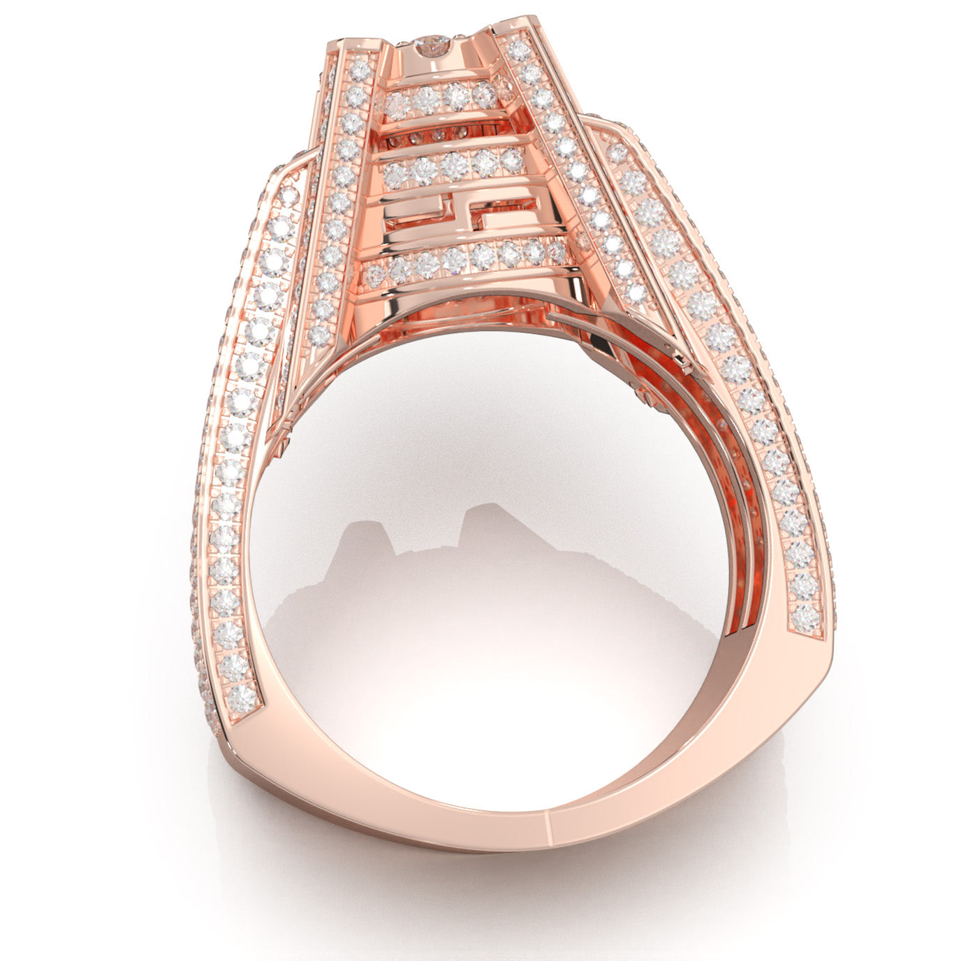 3.90 ct Moissanite Large Cluster Mens Ring in 14k Rose Gold