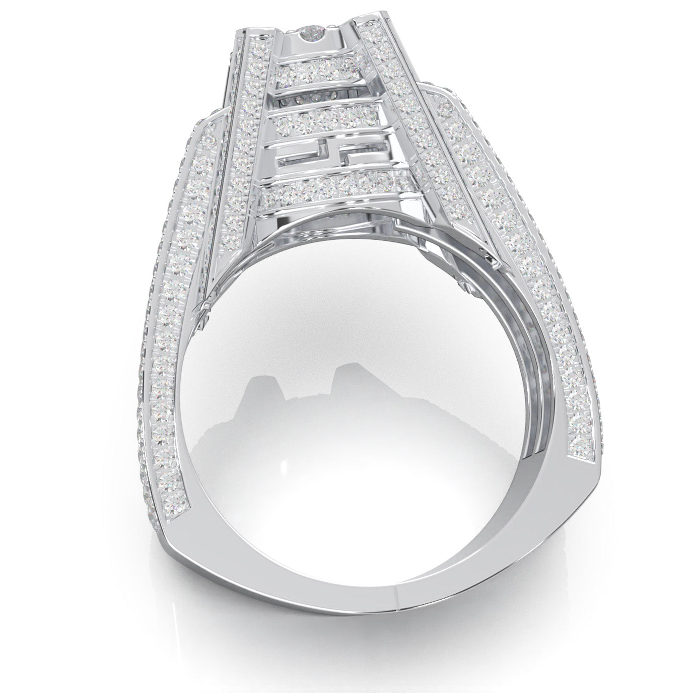 3.90 ct Moissanite Large Cluster Mens Ring in 14k White Gold